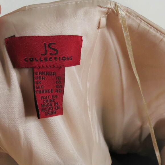 JS Collection Vintage Strapless Dress Women’s 12 Black Cream Floral Detail - Picture 7 of 7